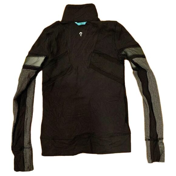 IVIVVA GO AND GLOW HERRINGBONE BLACK PULLOVER TOP SHIRT QUARTER ZIP GRAY Size 10 - Picture 2 of 6
